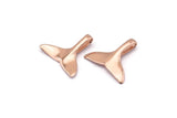 Rose Gold Fish Tail Charm, 4 Rose Gold Plated Brass Fish Tail Pendants, Jewelry Supplies, Findings (17x19mm) N0334 Q0184