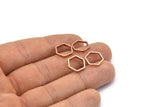 Rose Gold Hexagon Ring, 12 Rose Gold Plated Brass Hexagon Shaped Rings, Charms (12x0.8x2mm) Bs 1178 Q0196