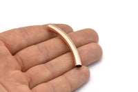Rose Gold Tube Bead, 3 Rose Gold Plated Brass Curved Noodle Tube Beads, Findings (6x50mm) Bt003 Brc257 Q0195