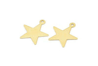 Gold Star Charm, 24 Gold Plated Brass Star Charms with 1 loop (18x16mm) Brs 625 A0264 Q0185
