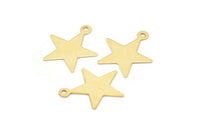 Gold Star Charm, 24 Gold Plated Brass Star Charms with 1 loop (18x16mm) Brs 625 A0264 Q0185