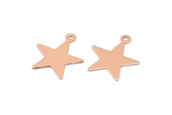 Gül Altın Yıldız Tılsımı, 1 halkalı 12 Gül Altın Kaplama Pirinç Yıldız Tılsımı (18x16 mm) Brs 625 A0264 Q0185
