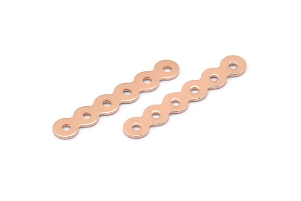 Gül Altın Bağlantı Parçaları, 6 Delikli 12 Gül Altın Kaplama Pirinç Bağlantı Parçası, Tılsımlar, Parçalar (27x4,5 mm) A0250 Q0280