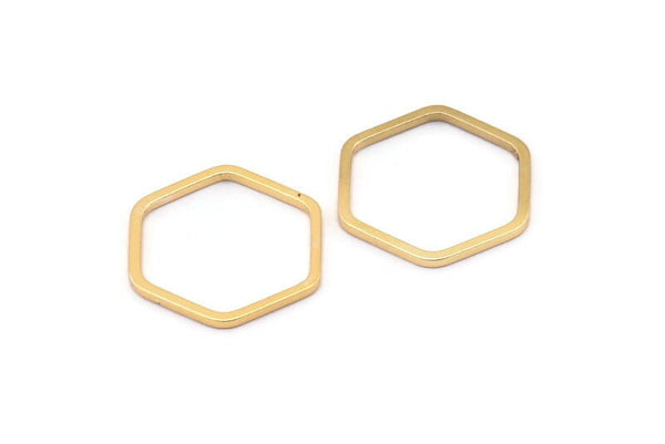 Open Honeycomb Ring, 20 Gold Plated Brass Hexagon Rings, Charms (16x1mm) Bs 1223 q0234