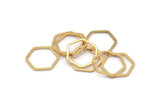 Open Honeycomb Ring, 20 Gold Plated Brass Hexagon Rings, Charms (16x1mm) Bs 1223 q0234