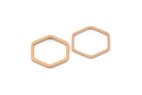 Open Honeycomb Ring, 20 Rose Gold Plated Brass Hexagon Rings, Charms (16x1mm) Bs 1223 Q0234