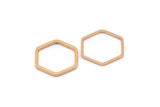 Open Honeycomb Ring, 20 Rose Gold Plated Brass Hexagon Rings, Charms (16x1mm) Bs 1223 Q0234