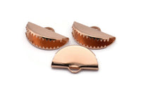 4 Rose Gold Plated Ribbon Crimp Ends With 1 Loop, Findings (25x12mm) D0404 Q0179