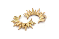Gold Sunny Pendant, Gold Plated Brass Sunny Ethnic Pendant With 2 Loops, Findings, Charms (28x36x4mm) BS 2304 Q0462