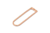 D Shape Charms, 2 Rose Gold Plated Brass Hammered Long D Shape Connectors With 1 Hole, Rings  (46x13x1.3mm) BS 1877 Q0560