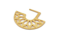 Geometric Earring Findings, 2 Gold Plated Brass Ethnic Semi Circle Textured Earring Findings (36x29x1mm) BS 2053 Q0558