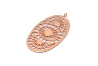 Gül Altın Etnik Kolye, Gül Altın Kaplama Pirinç Etnik Kolye, 1 Halka, Küpe Parçaları, Tılsımlar (45x25x1,1 mm) E176