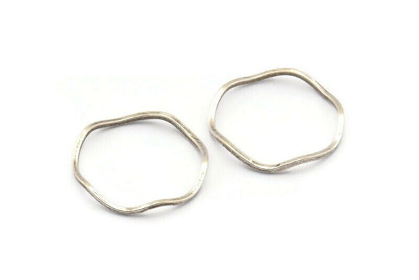 Antik Gümüş Çember Yüzükler, 24 Antik Gümüş Kaplama Pirinç Dalgalı Çember Yüzük, Tılsımlar (17x0,8x0,8 mm) E189 H0552