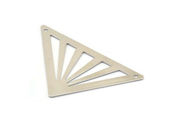 Silver Triangle, 5 Silver Tone Triangle Pendants With 2 Holes (45x35x35mm) A0010 H0550