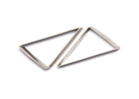 Silver Triangle Ring, 6 Silver Tone Triangle Thick Cut Connectors, Rings, Charms (27x45x0.55x2mm) D0168 H0596