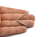 Silver Triangle Ring, 6 Silver Tone Triangle Thick Cut Connectors, Rings, Charms (27x45x0.55x2mm) D0168 H0596