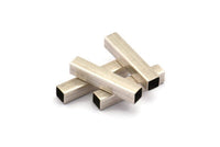 Silver Square Tubes - 20 Antique Silver Plated Brass Square Shaped Tube Beads (20x4mm)  Brs 1402 A0715 H0686