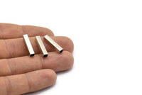 Silver Square Tubes - 20 Antique Silver Plated Brass Square Shaped Tube Beads (20x4mm)  Brs 1402 A0715 H0686