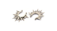 Silver Sunny Pendant, 5 Antique Silver Plated Brass Sunny Ethnic Pendants With 2 Loops, Findings, Charms (24x24x2.5mm) BS 2054 H0618