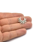 Silver Sunny Pendant, 5 Antique Silver Plated Brass Sunny Ethnic Pendants With 2 Loops, Findings, Charms (24x24x2.5mm) BS 2054 H0618