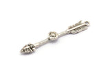 Silver Arrow Pendant, 2 Antique Silver Plated Brass Arrow Pendants With 1 Loop, Earrings, Charms (53mm) E653