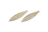 Silver Leaf Charm, 12 Antique Silver Plated Brass Leaf Charms With 1 Loop, Pendant, Findings (35x8mm) Brs 409 A0170 H0630