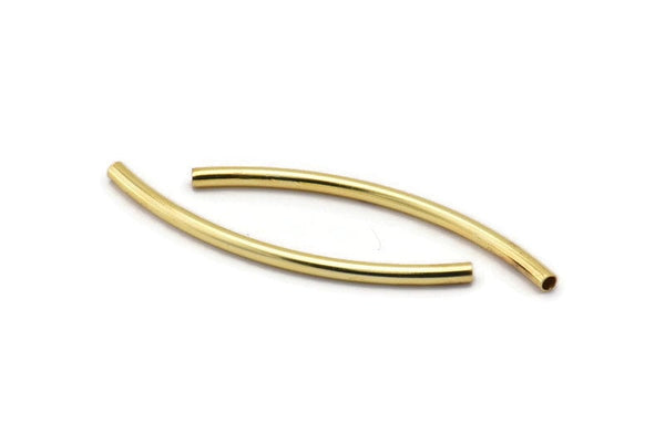 Curved Tube Beads, 12 Gold Plated Brass Curved Tubes (2x40mm) Bs 1405 Q0375