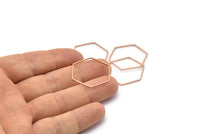 Altıgen Yüzük Tılsımı, 12 Gül Altın Kaplama Pirinç Altıgen Şekilli Yüzük Tılsımı (25x0,6x0,9 mm) BS 1206 Q0493