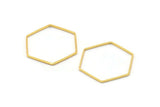 Gold Hexagon Charm, 12 Gold Plated Brass Hexagon Shaped Ring Charms (25x0.6x0.9mm) BS 1206 Q0493