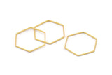 Gold Hexagon Charm, 12 Gold Plated Brass Hexagon Shaped Ring Charms (25x0.6x0.9mm) BS 1206 Q0493