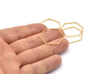 Gold Hexagon Charm, 12 Gold Plated Brass Hexagon Shaped Ring Charms (25x0.6x0.9mm) BS 1206 Q0493
