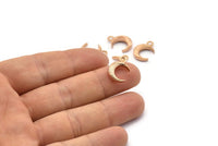 Gül Altın Ay Tılsımı, 1 Halkalı 3 Gül Altın Kaplama Dokulu Boynuz Tılsımı, Kolye Ucu, Mücevher Parçası (12x3.60x3.65mm) N0302 Q0412
