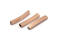 Rose Gold Noodle Tube, 6 Rose Gold Plated Rectangle Noodle Tubes, Beads (30x5x3mm) Sq21 BRC288 Q0303