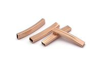Rose Gold Noodle Tube, 6 Rose Gold Plated Rectangle Noodle Tubes, Beads (30x5x3mm) Sq21 BRC288 Q0303