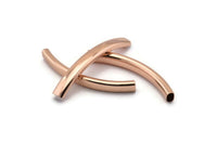 Rose Gold Noodle Tube, 6 Rose Gold Plated Oval Curved Tubes (47x6x4mm) Sq19 Brc292 Q0306