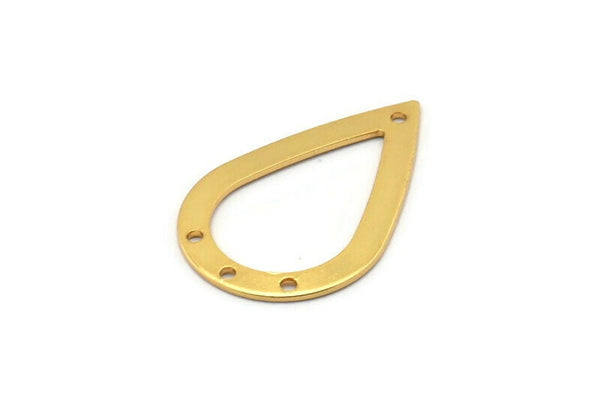 Altın Damla Tılsımı, 4 Delikli 4 Altın Kaplama Pirinç Damla Tılsımı, Bulgular (31x20x0,75 mm) E043 Q0535