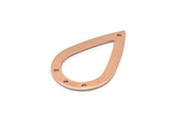 Rose Gold Drop Charm, 4 Rose Gold Plated Brass Drop Charms With 4 Holes, Findings (31x20x0.75mm) E043 Q0535