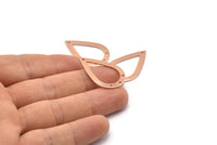Rose Gold Drop Charm, 4 Rose Gold Plated Brass Drop Charms With 4 Holes, Findings (31x20x0.75mm) E043 Q0535