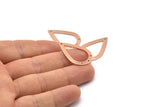 Rose Gold Drop Charm, 4 Rose Gold Plated Brass Drop Charms With 4 Holes, Findings (31x20x0.75mm) E043 Q0535