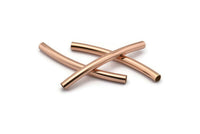 Rose Gold Noodle Tube, 6 Rose Gold Plated Brass Curved Tube (4x50mm) Bs 1424 Q0351