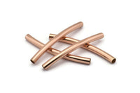 Rose Gold Noodle Tube, 6 Rose Gold Plated Brass Curved Tube (4x50mm) Bs 1424 Q0351