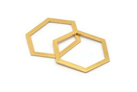 Hexagon Choker Charm, 3 Gold Plated Brass Hexagon Charms, Pendants, Findings (39x29.5x1mm) E033 Q0528