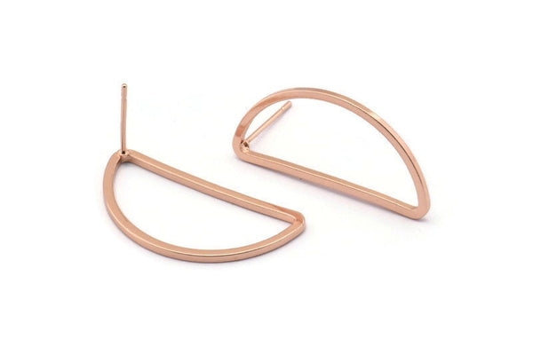 Gül Altın Asimetrik Küpe, 6 Gül Altın Kaplama Pirinç Asimetrik Yarım Ay Küpe Direği, Kolye Uçları, Bulgular (30x15x1,2 mm) E343 Q0523