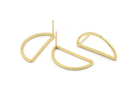 Altın Asimetrik Küpe, 6 Altın Kaplama Pirinç Asimetrik Yarım Ay Küpe Direği, Kolye Uçları, Bulgular (30x15x1,2 mm) E343 Q0523