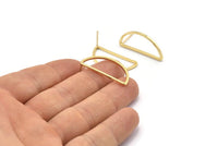 Altın Asimetrik Küpe, 6 Altın Kaplama Pirinç Asimetrik Yarım Ay Küpe Direği, Kolye Uçları, Bulgular (30x15x1,2 mm) E343 Q0523