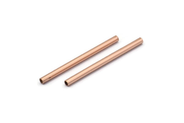 Rose Gold Tube Beads, 25 Rose Gold Plated Brass Tube Beads (2x30mm) Bs 1434 Q0376