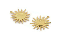 Gold Sun Charm, Gold Plated Brass Sun Charms With 1 Loop, Findings (29x2mm) N1516