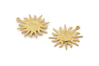 Gold Sun Charm, Gold Plated Brass Sun Charms With 1 Loop, Findings (29x2mm) N1516