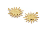 Gold Sun Charm, Gold Plated Brass Sun Charms With 1 Loop, Findings (29x2mm) N1516