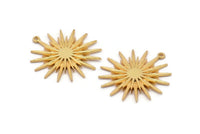 Gold Sun Charm, Gold Plated Brass, Gold Sun, Charm Pendant, Gold Pendant, Gold Charm With 1 Loop (32x30mm) N1518 H0876